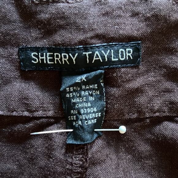 Sherry Taylor Brown Skirt Woman Size 2X Linen Look Above Knee Casual Work - Picture 4 of 8